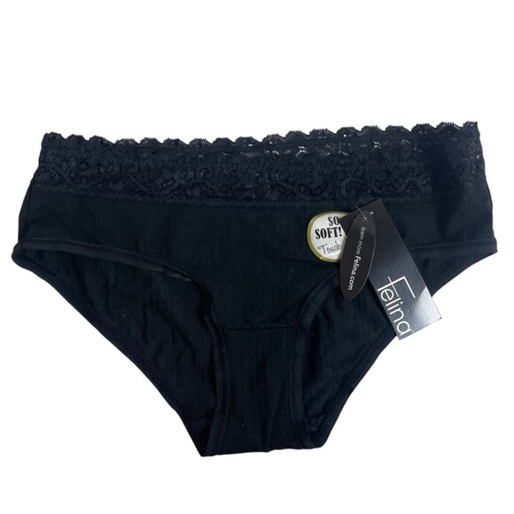 Felina Womens Black Lace Trim Panties Size S- NEW - Picture 2 of 7